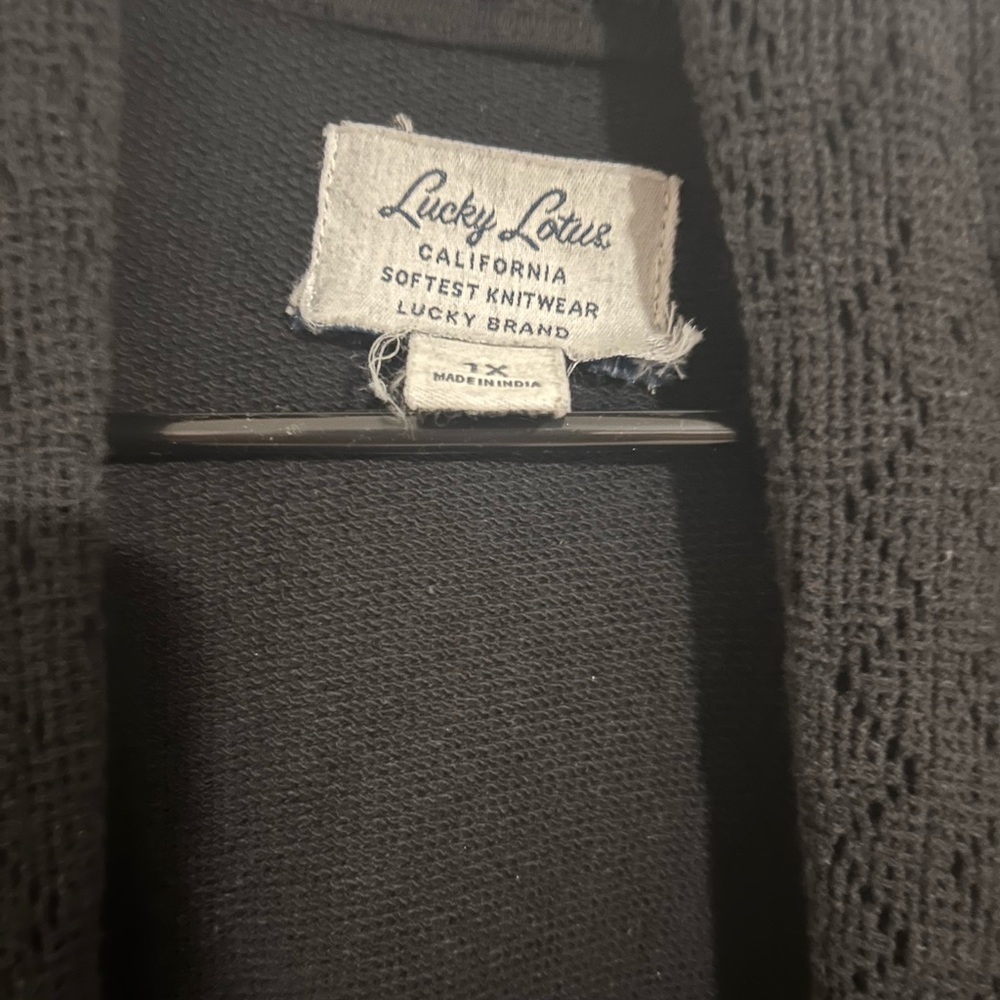 Lucky lotus by lucky brand 1x black cardigan with tan accent design - Picture 4 of 4